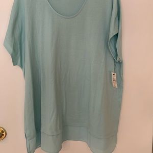 NWT Talbots Plus 3X Aqua Short Sleeve Sweater Top